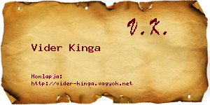 Vider Kinga névjegykártya